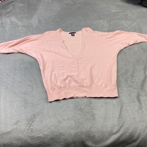 Apostrophe Womens Pink Dolman Sleeve Deep V-Neck Knit Sweater Large L/G